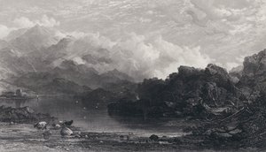 En Loch i högländerna, dimma som vilar på bergen av Horatio Macculloch
