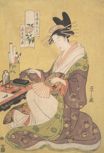 Courtesan Hanaogi från Ogiya Bordell Ogiya Hanaogi, från serien Beauties o..., ca. 1794.