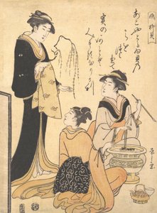 Willow Shell Yanagi-kai, från en namnlös uppsättning skönhetstryck på temat S..., ca. 1791. av Hosoda Eishi