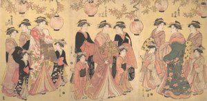 Yoshiwara-paraden på hösten, ca. 1793. av Hosoda Eishi