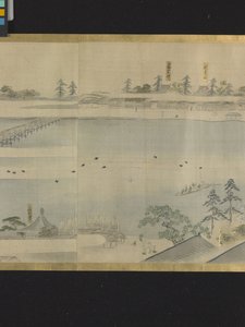 Three Gods Of Fortune On A Pleasure Outing (bläck och ljusa färger på papper) av Hosoda Eishi
