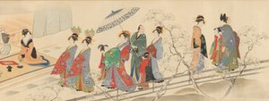 Three Gods of Fortune Besök Yoshiwara..., tidigt 1800-tal. av Hosoda Eishi