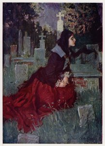 Illustration för Evangeline, A Tale of Arcadie, av Henry Wadsworth Longfellow (färg litho)