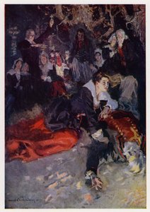 Illustration för Evangeline, A Tale of Arcadie, av Henry Wadsworth Longfellow (färg litho)