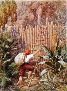 Crusoe och hans fästning, illustration för 