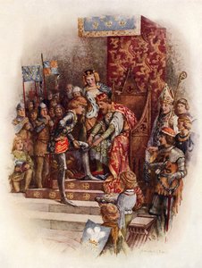 Edward, den svarte prinsen och strumpebandsorden (färg litho) av Howard Davie