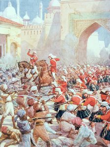 Sir Henry Havelock (1795-1857) vid reliefen i Lucknow av Howard Davie