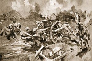 Hovslagare-sergeant T. Harrison räddade hästar och vapen från en ohållbar position under granatbeskjutning när befälhavaren hade blivit sårad
