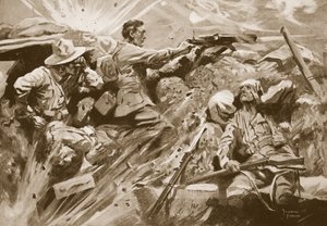 Menige Cooke fortsätter att avfyra sin kulspruta efter att alla medlemmar i vapenteamet hade dödats eller skadats
