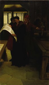 Gutenberg vid pressen, 1902. av Howard Pyle