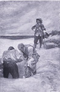 Kidd at Gardiners Island, från Howard Pyles Book of Pirates publicerad av Harper & Bros, 1921 av Howard Pyle