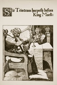 Sir Tristram harpetar inför kung Mark, illustration från 