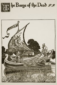 The Barge of the Dead, illustration från "Berättelsen om Sir Launcelot och hans följeslagare", 1907 av Howard Pyle