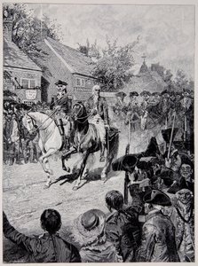 Civilprocessionen ledd av general Washington och guvernör Clinton av Howard Pyle