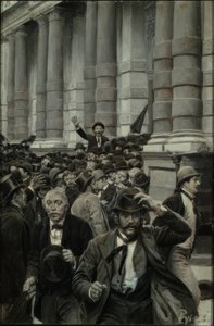 Rusningen från New York-börsen den 18 september 1873 av Howard Pyle