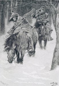 Resande i Frontier Days, illustration från "The City of Cleveland" av Edmund Kirke, pub. i Harper