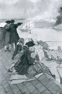 Titta på kampen vid Bunker Hill, illustration från "Colonies and Nation" av Woodrow Wilson, pub. i Harper