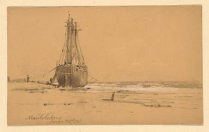 Teckning, Vid havsstranden i Mantoloking, 1884 av Howard Russell Butler