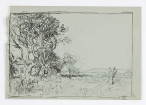 Utan titel (Träd med hus) av Howard Russell Butler