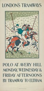 "Polo at Avery Hill", London County Council LCC Tramways affisch, 1923 av Howard Spear