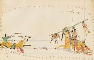 Howling Wolf and Another Warrior, 1874-75 (penna, bläck och wc på huvudbokpapper)