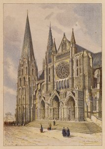 Notre-Dame De Chartres (färglitografi) av Hubert Clerget
