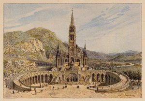 Notre-Dame De Lourdes (färglitografi) av Hubert Clerget