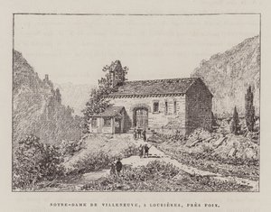 Notre-Dame De Villeneuve, A Lourieres, Pres Foix (gravyr) av Hubert Clerget