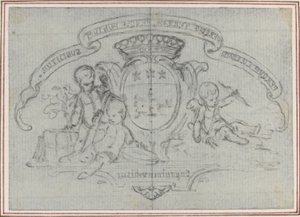 Vapensköld med Three Putti av Hubert Francois Gravelot