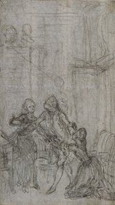 Studie till vinjett-frontispiece i Charles-Simon Favarts "L