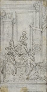Studie till vinjett-frontispiece i Charles-Simon Favarts "L