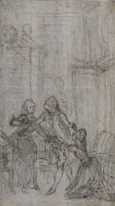 Studie till vinjett-frontispiece i Charles-Simon Favarts "L
