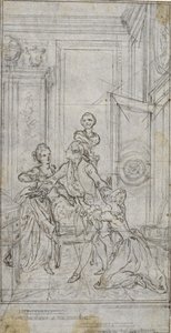 Studie till vinjett-frontispiece i Charles-Simon Favarts "L