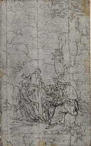 Studie till vinjett i Abbé Dinouarts "Vie du Venerable don Juan de Palafox", s. 391 av Hubert Francois Gravelot