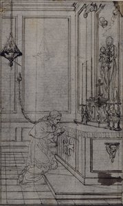 Studie till vinjett i Abbé Dinouarts "Vie du Venerable don Juan de Palafox", s. 256 av Hubert Francois Gravelot