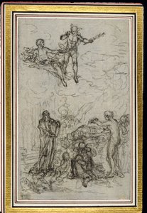 Studie till vinjett i Fontenelles (attr.) "Les Amours de Mirtil", Canto VI av Hubert Francois Gravelot