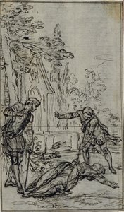 Studie till vinjett i Voltaires "La Pucelle d