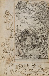 Studie till vinjett i Voltaires "La Pucelle d