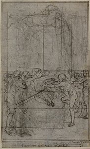 Studie till en illustration i Tacitus "Tiberius, eller de sex första böckerna i Annalerna", Bok VI, Vol. 3, 1:a studien av Hubert Francois Gravelot