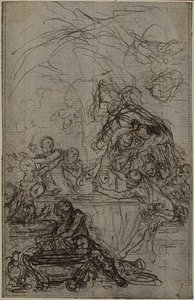 Studie till en illustration i Tacitus "Tiberius, eller de sex första böckerna i Annalerna", bok IV, vol. 2, 1:a studien av Hubert Francois Gravelot