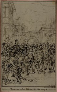 Studie till vinjett-frontispiecen till Lucretius "De la Nature des Choses", bok II av Hubert Francois Gravelot