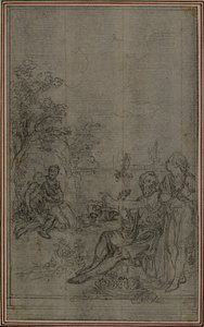 Studie till vinjetten i Lucretius "De la Nature des Choses", Vol. II, Bok IV av Hubert Francois Gravelot