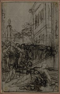 Studie till vinjetten i Lucretius "De la Nature des Choses", Vol. II, Bok VI av Hubert Francois Gravelot