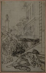 Studie till vinjetten i Lucretius "De la Nature des Choses", Vol. II, Bok VI av Hubert Francois Gravelot