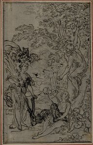Studie till vinjetten i Lucretius "De la Nature des Choses", Vol. II, Bok V av Hubert Francois Gravelot