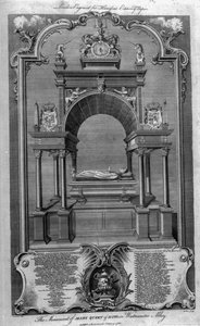 Monumentet av Mary Queen of Scots i Westminster Abbey, illustration från Rapins 