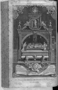 Monumentet till Henrik II och Richard I i Fontevrault Abbey, graverat av John Goldar, 1786 av Hubert Francois Gravelot