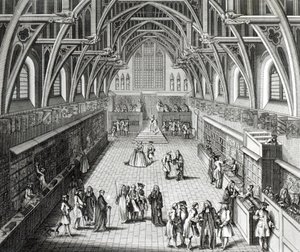Westminster Hall, The First Day of Term, A Satirical Poem, 1797 graverad av C.Mosley av Hubert Francois Gravelot