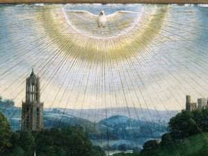 Detalj från Tillbedjan av det mystiska lammet, från Gents altartavla av Hubert & Jan van (1390 1441) Eyck