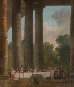En bankett i ruinerna av ett tempel av Hubert Robert